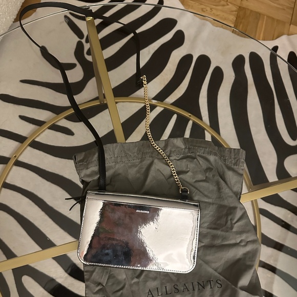 AllSaints Ludivine Metallic Leather Crossbody - Picture 6 of 7